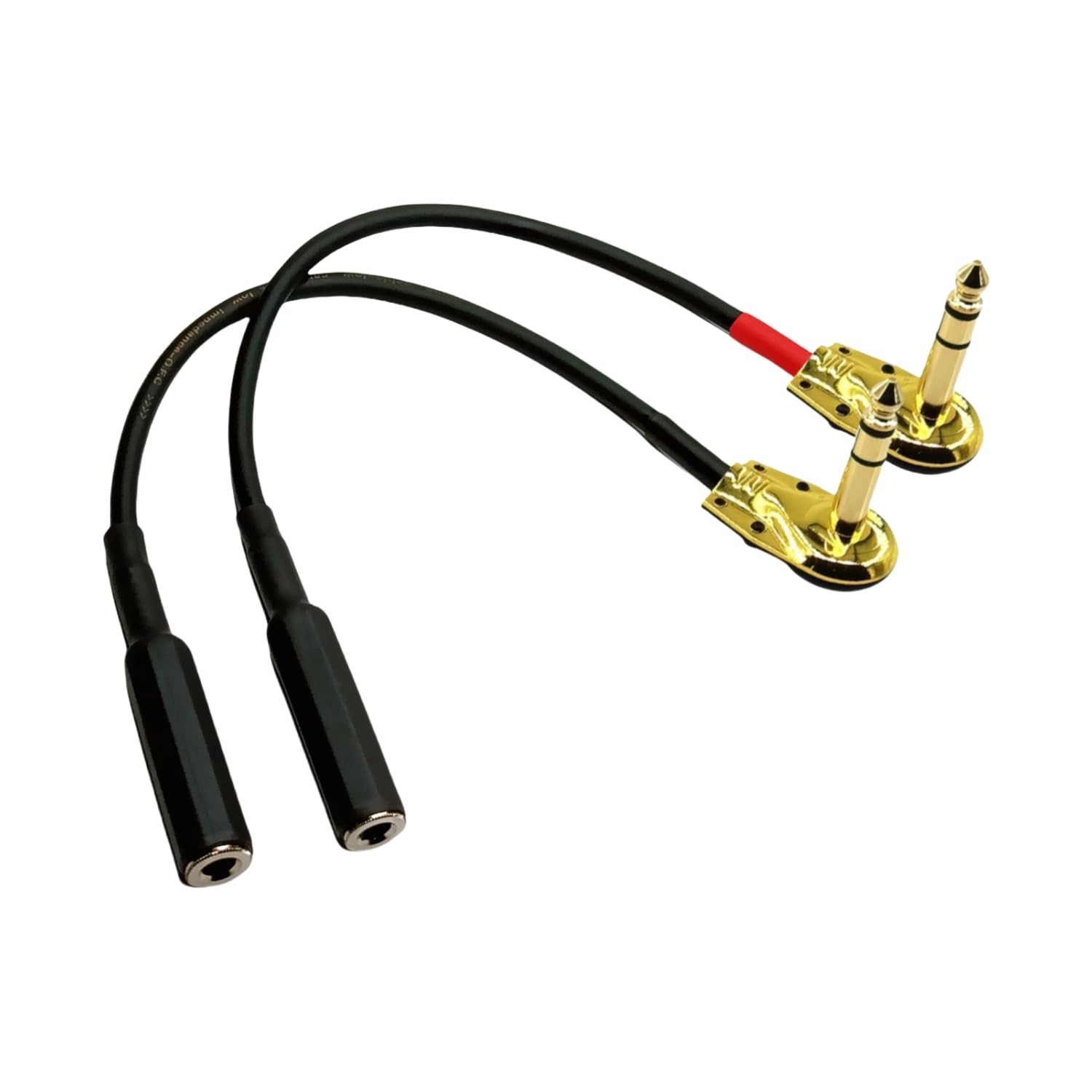 TRS Patch Cable 1/4 Right Angle 1Ft 2-Pack Gold Plated OFC for Pedalboard | 2...