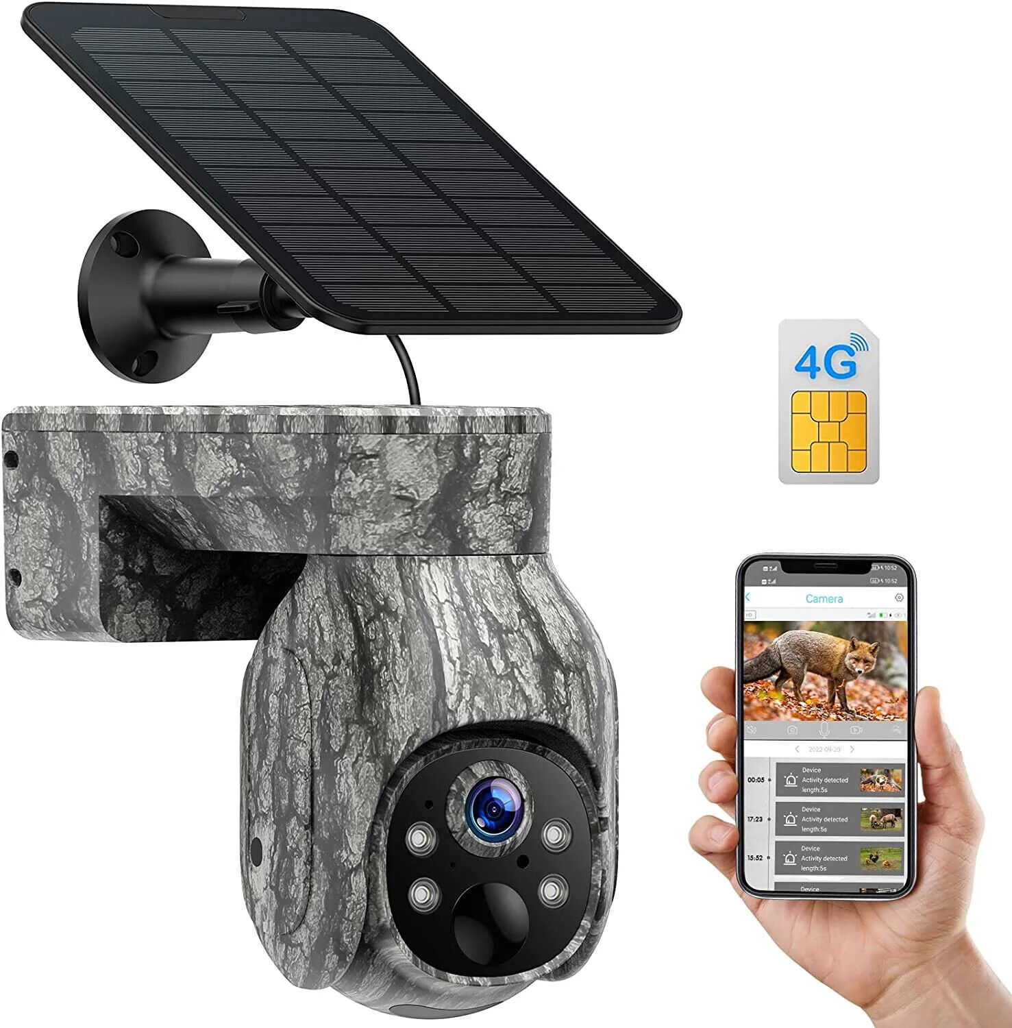 4G LTE Wildlife Trail Camera Solar PTZ Cellular Security Camera Night Vision