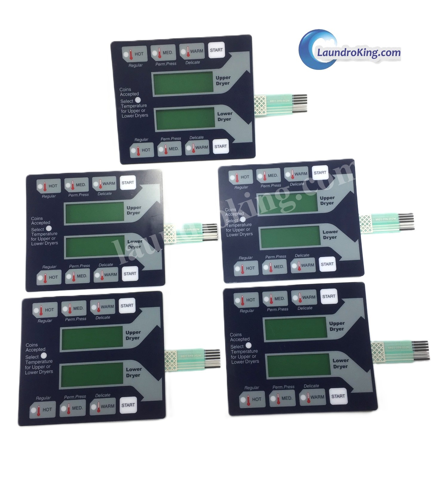 9801-059-002 (5 PCS)  DEXTER DRYER BLUE MEMBRANE SWITCH (KEYPAD, TOUCHPAD)