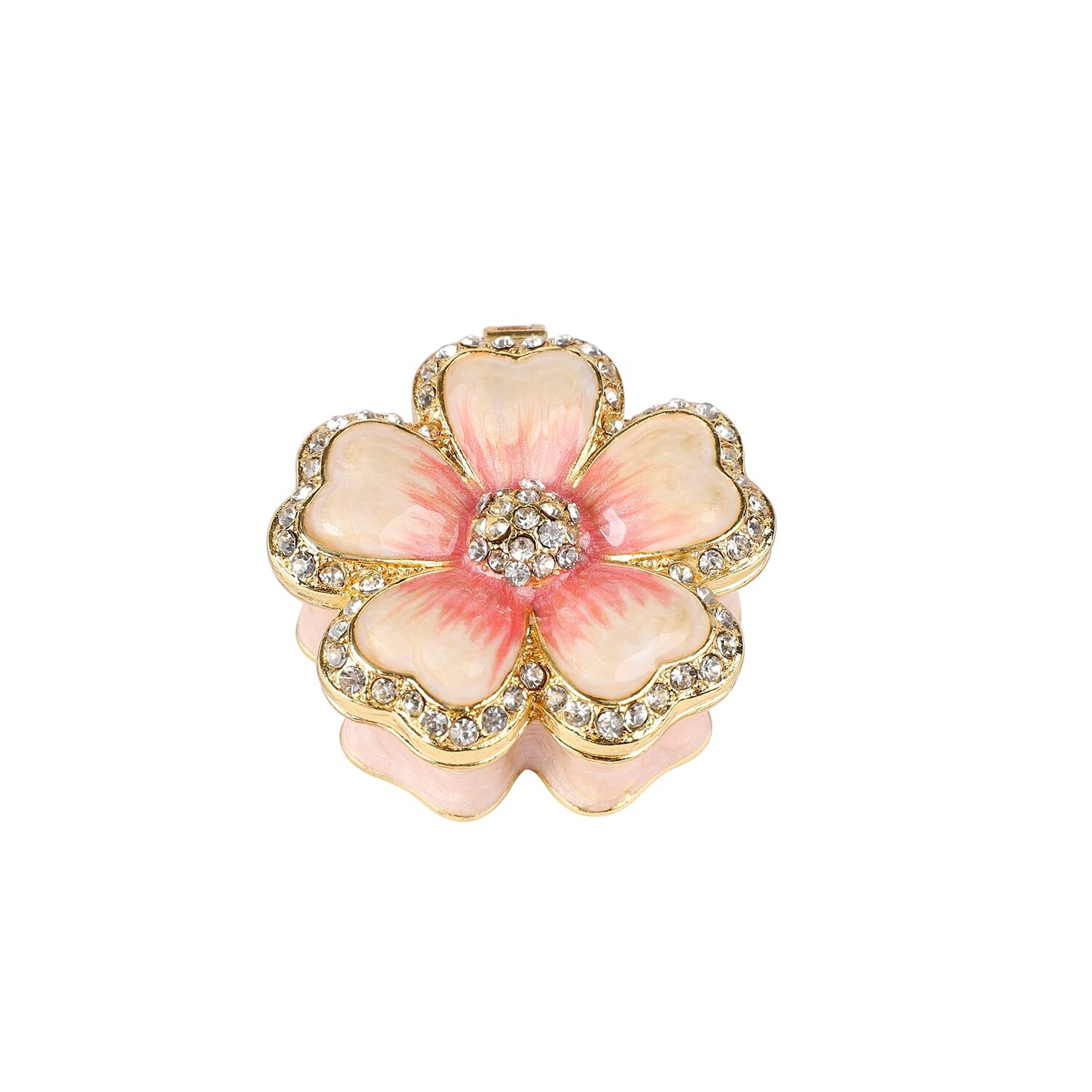 Sakura Trinket Boxes Hinged Hand-Painted Enameled Flower Figurine Ornaments C...