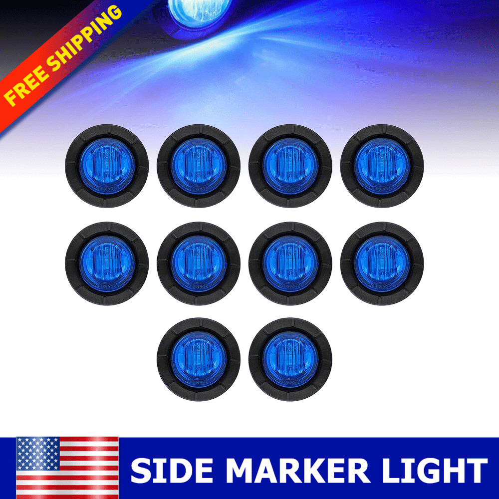 10x 3/4" Round Blue LED Signal Trailer Clearance Side Marker Light DOT ATV RV