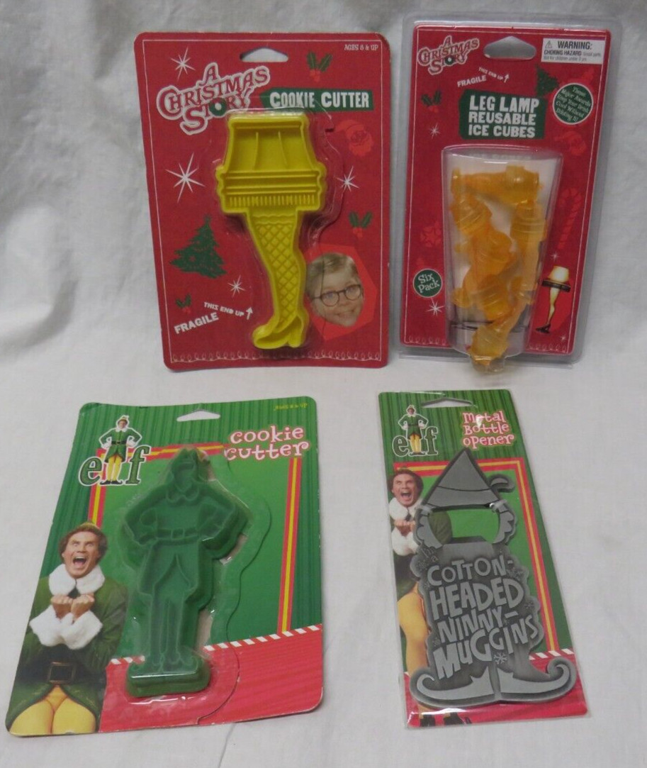 Elf/Christmas Story lot  Bottle Opener Cookie cutter Leg lamp ice cubes NEW