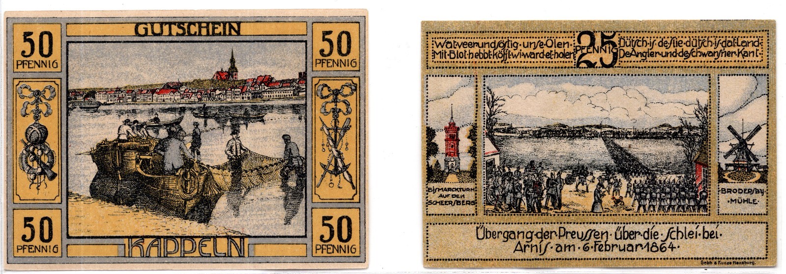 1920 Germany Kappeln Notgeld 2 Note Set (2146)