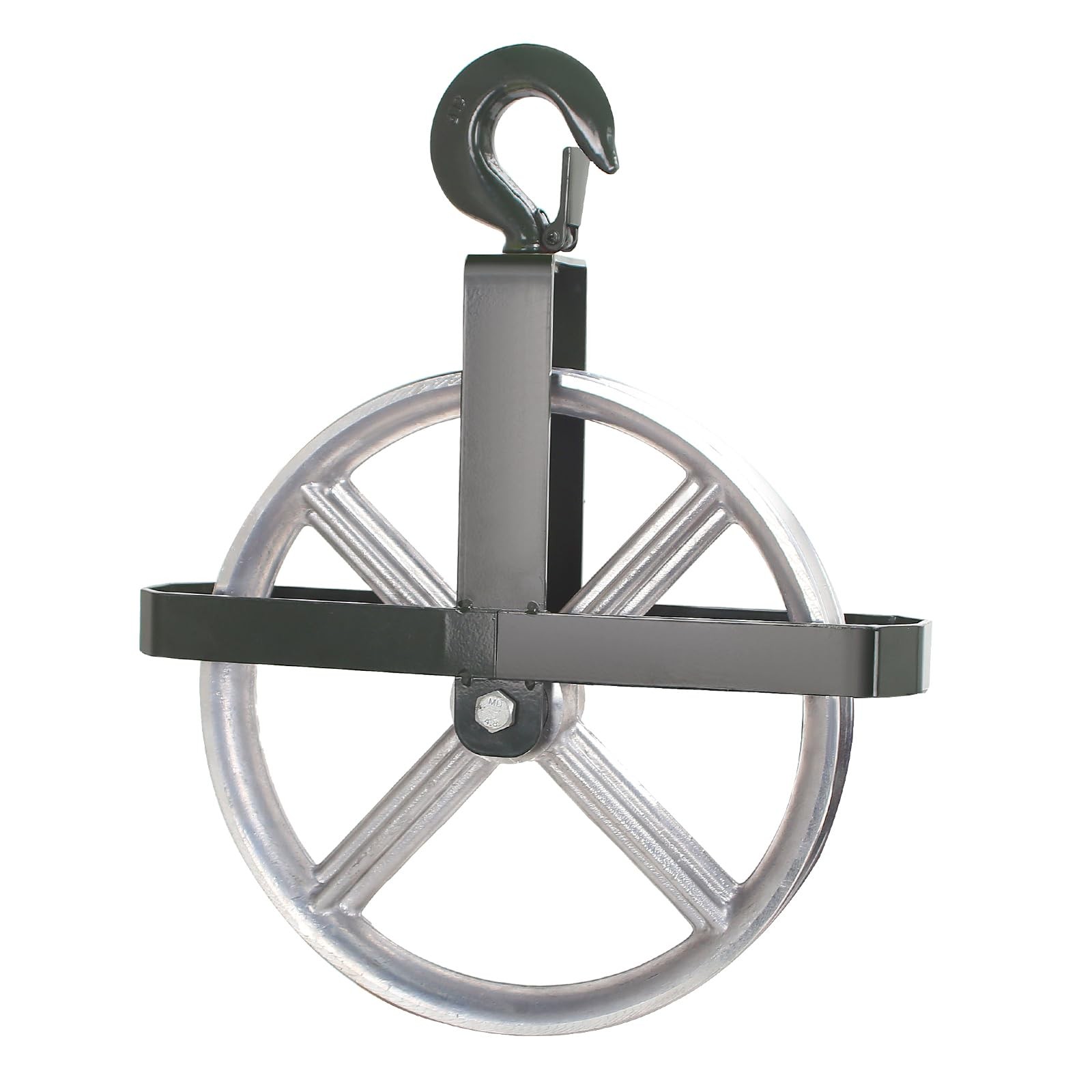 12" Aluminum Scaffold Hoist Pulley Wheel with Ladder Hooks, 1000 lbs Capacity