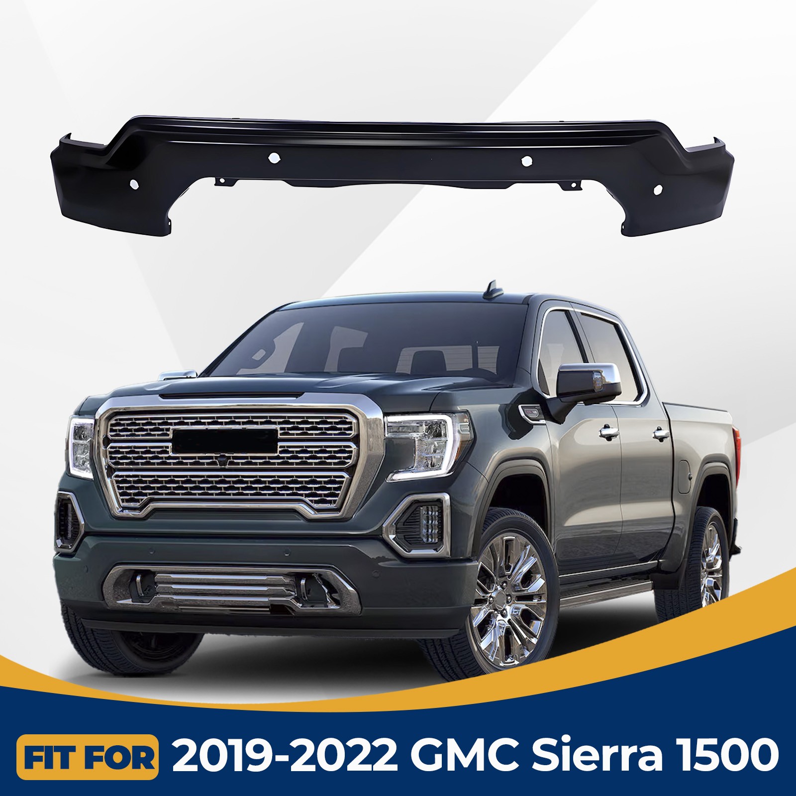 Front Bumper Face Bar For 2019-2022 GMC Sierra 1500 w/Sensor Holes Primed Steel