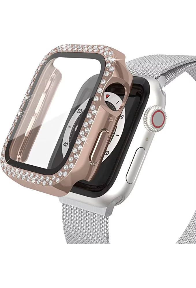 Worryfree Gadgets Bling Bumper Case for 45mm Apple Watch with Tempered Glass
