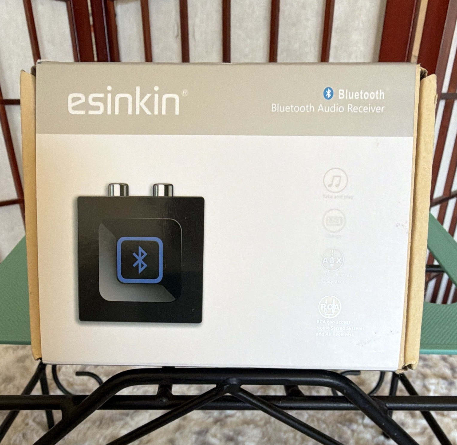 esinkin Bluetooth Audio Receiver Multipoint 1-Push Pairing RCA/3.5mm 15m