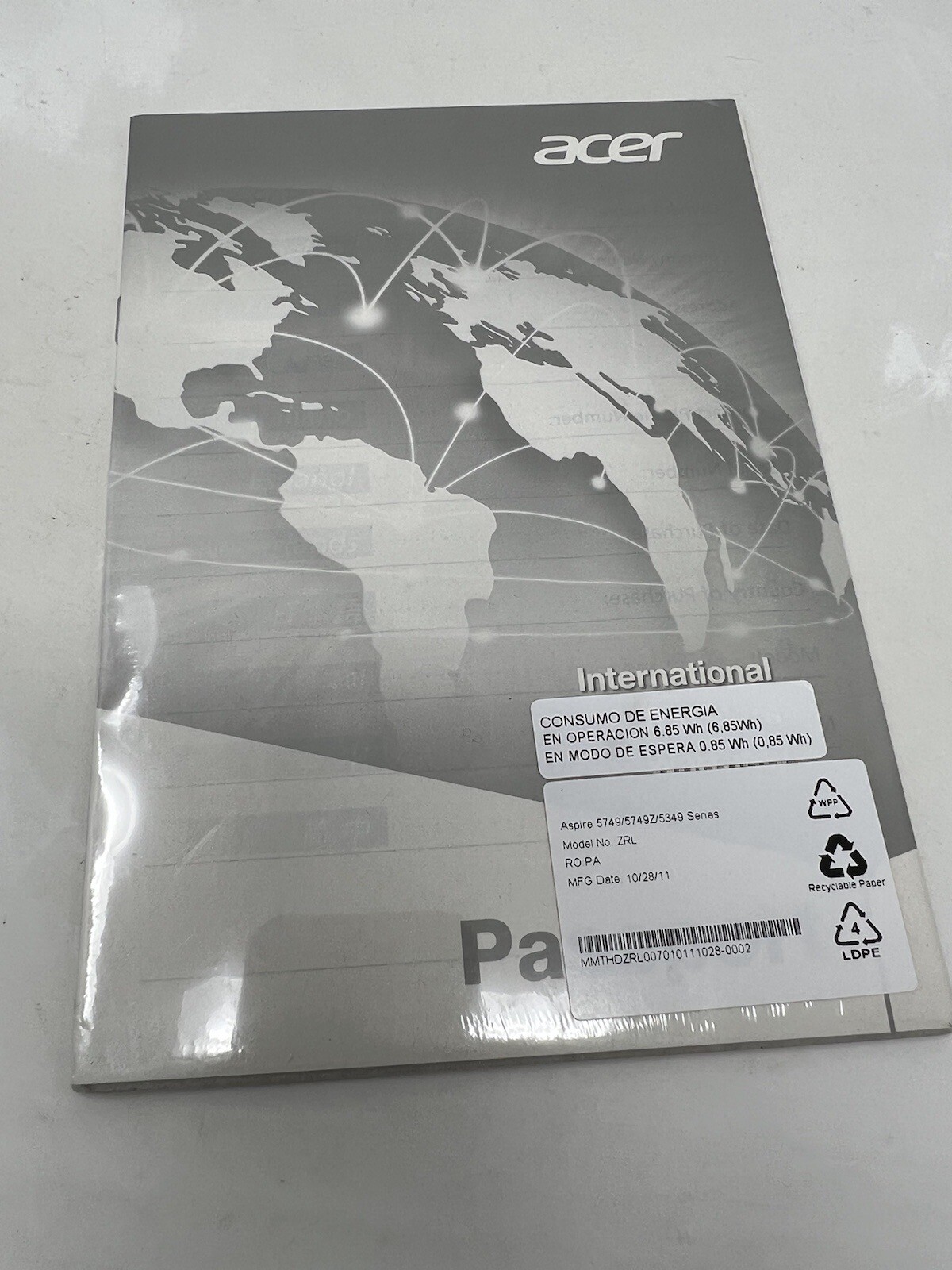 Aspire ZRL 5749 / 5749A / 5349 Notebook Computer Manual