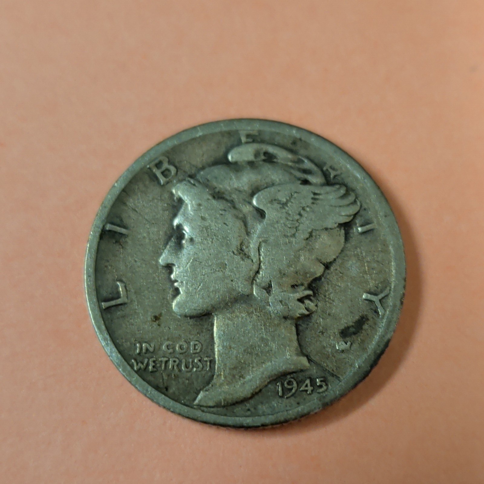 1945-S Mercury (Winged Liberty) Dime 10C Silver Circulated Small s error rare