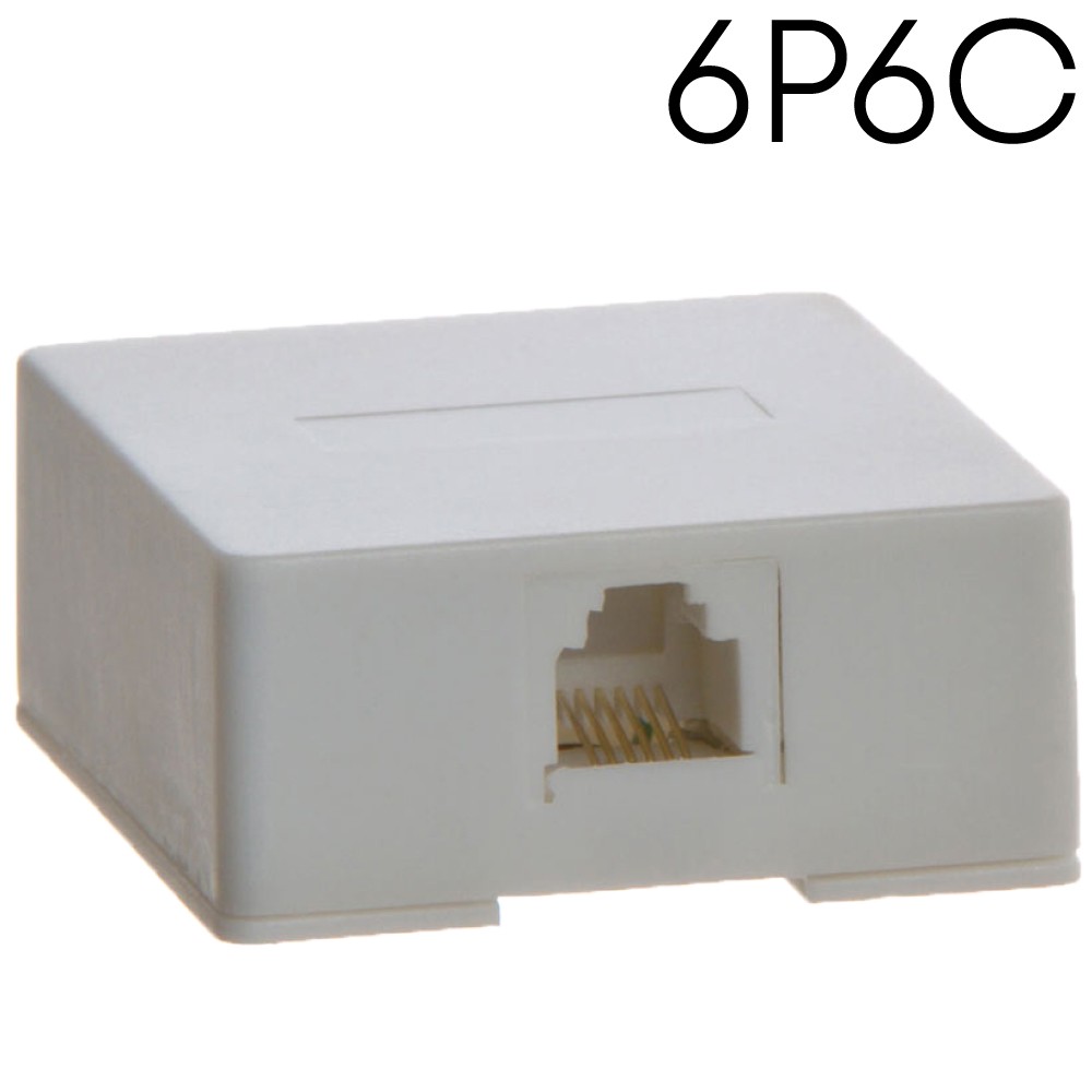 White Telephone Surface Mount Box RJ11 RJ12 Keystone Mount Box 1 Port Wall Box