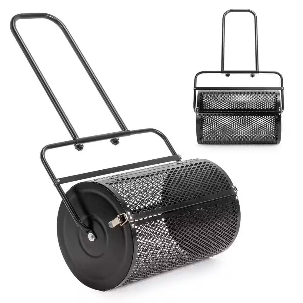 24 In. Powder Coated Steel Mesh Compost Spreader for Lawn