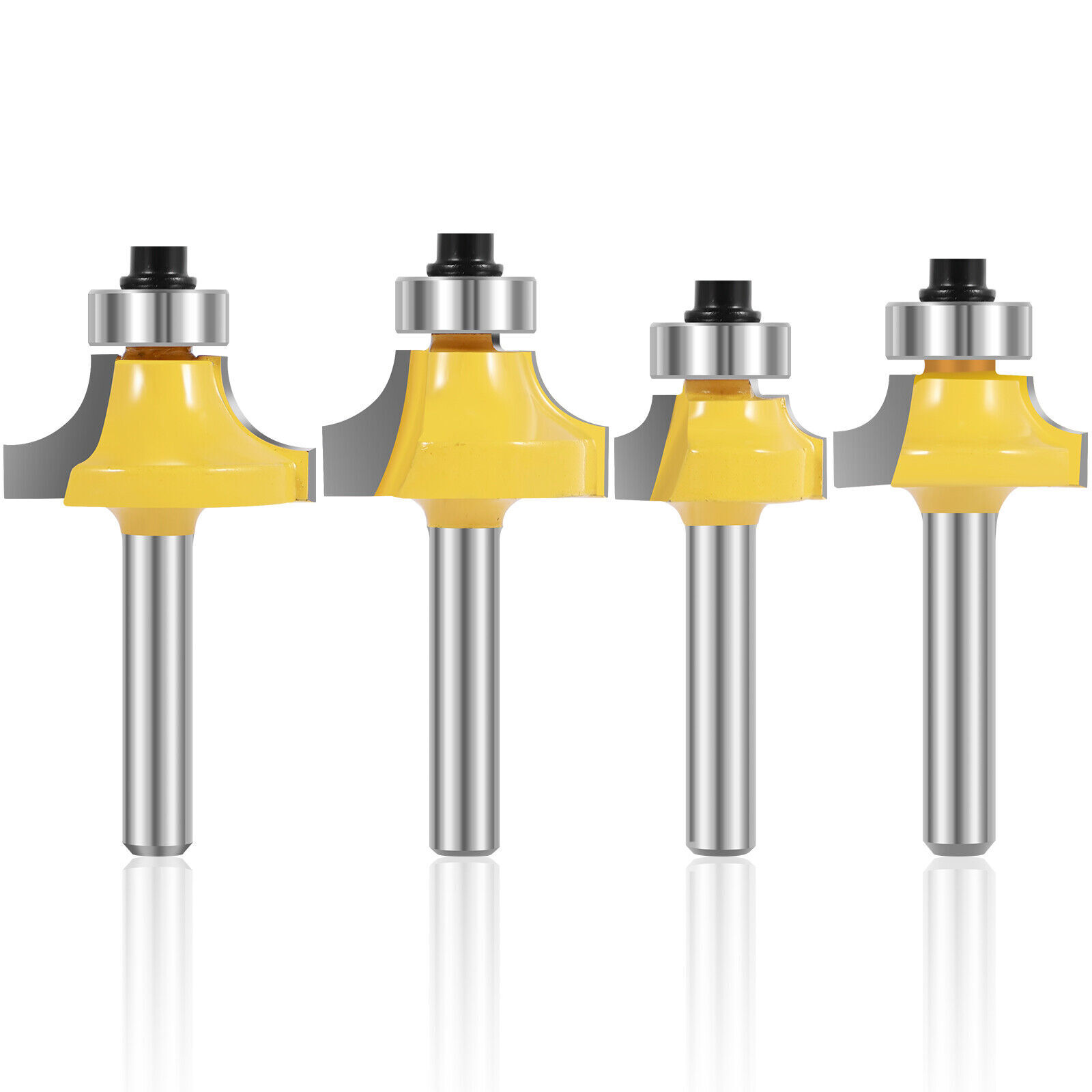 4Pcs Round Over Edge Forming Router Bit 1/4" Shank Woodworking Milling Cutter