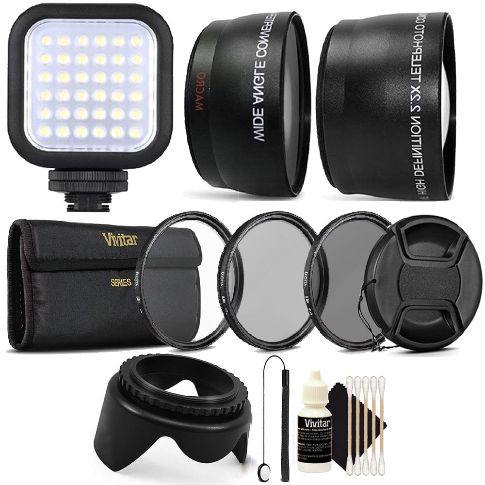 58MM Lens Filter Accessory Kit + LED Light for CANON EOS 550D 500D 450D 400D