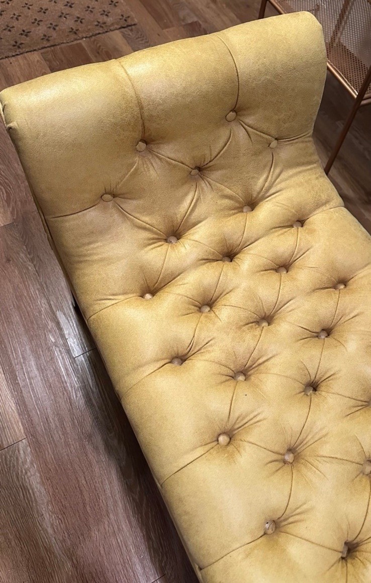 Uttermost Henning Mustard Yellow Tufted Bench