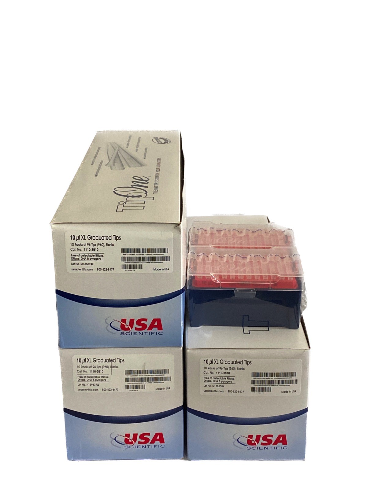 (3072) USA SCIENTIFIC TipOne 10uL XL Graduated Pipet Tips 32x 96/Rack 1110-3810