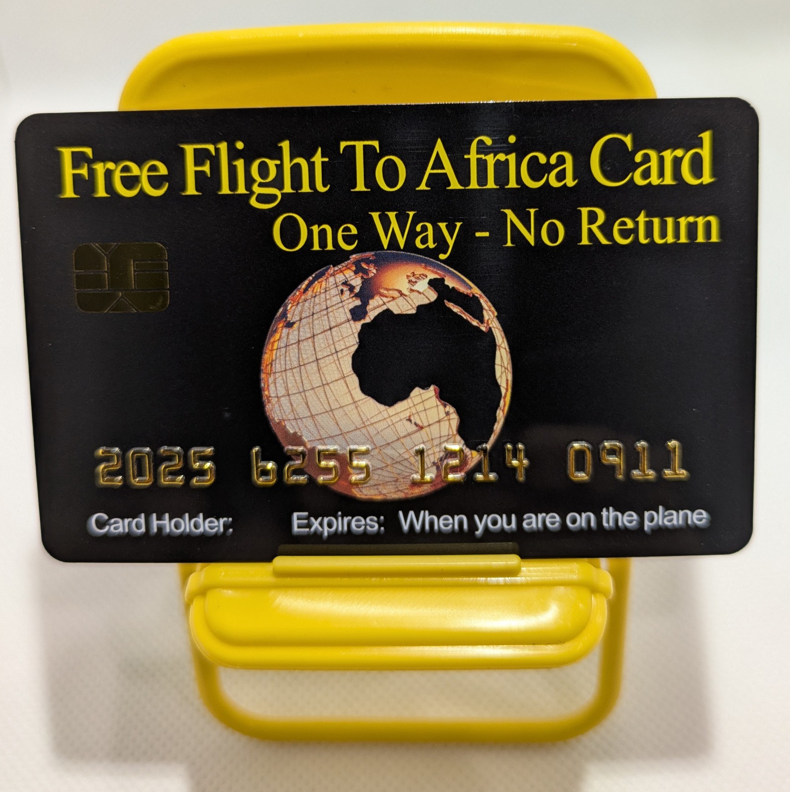 Aromabug: Funny Fake Bankcard: 8 Pack:  Free Flight To Africa Card (Free Ship)