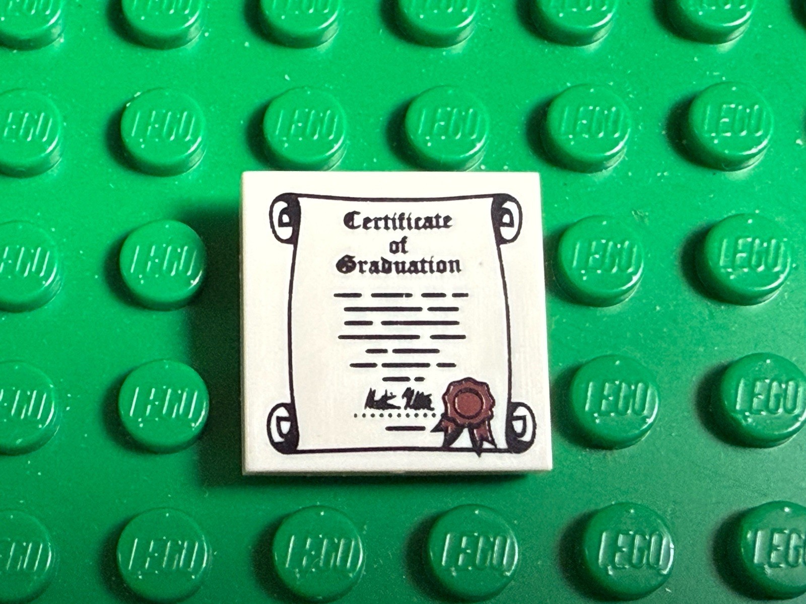 Lego 2x2 Decorated Tile With Certificate Of Graduation Pattern