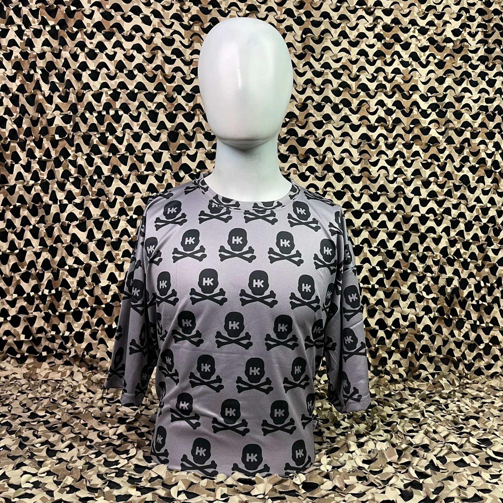 NEW HK Army Dri Fit T-Shirt - All Over Grey w/ Black Skulls - XXX-Large