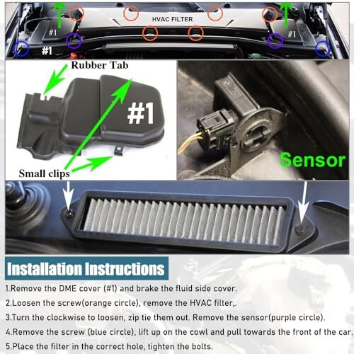 Cabin Air Cowl Filters Compatible with B-MW E chassis E82 E88 E90 E91 E92 red