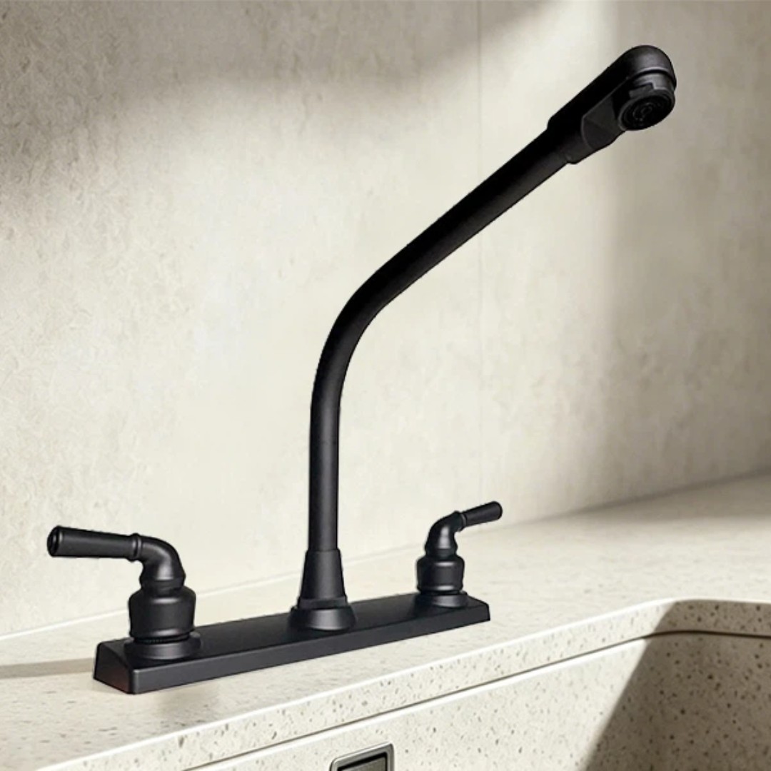 8'' Kitchen RV Faucet Swivel Double Handle Sink Mixer Tap Plastic Double Handles