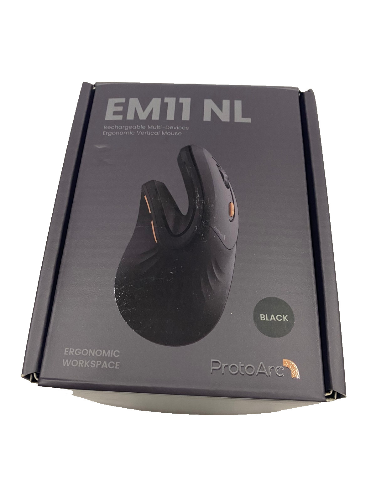 ProtoArc EM11 NL Ergonomic Vertical Mouse, Bluetooth Optical Wireless Black