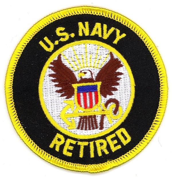 5 Pcs US NAVY RETIRED  Embroidered Patches 3" Diameter