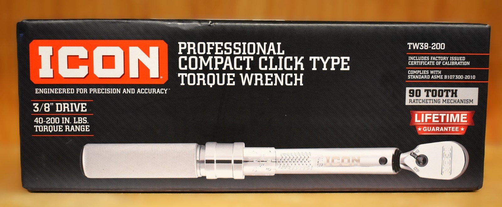 ICON TW38-200 3/8" Drive 40-200 in. lbs Torque Range 90 Tooth with Case 56614