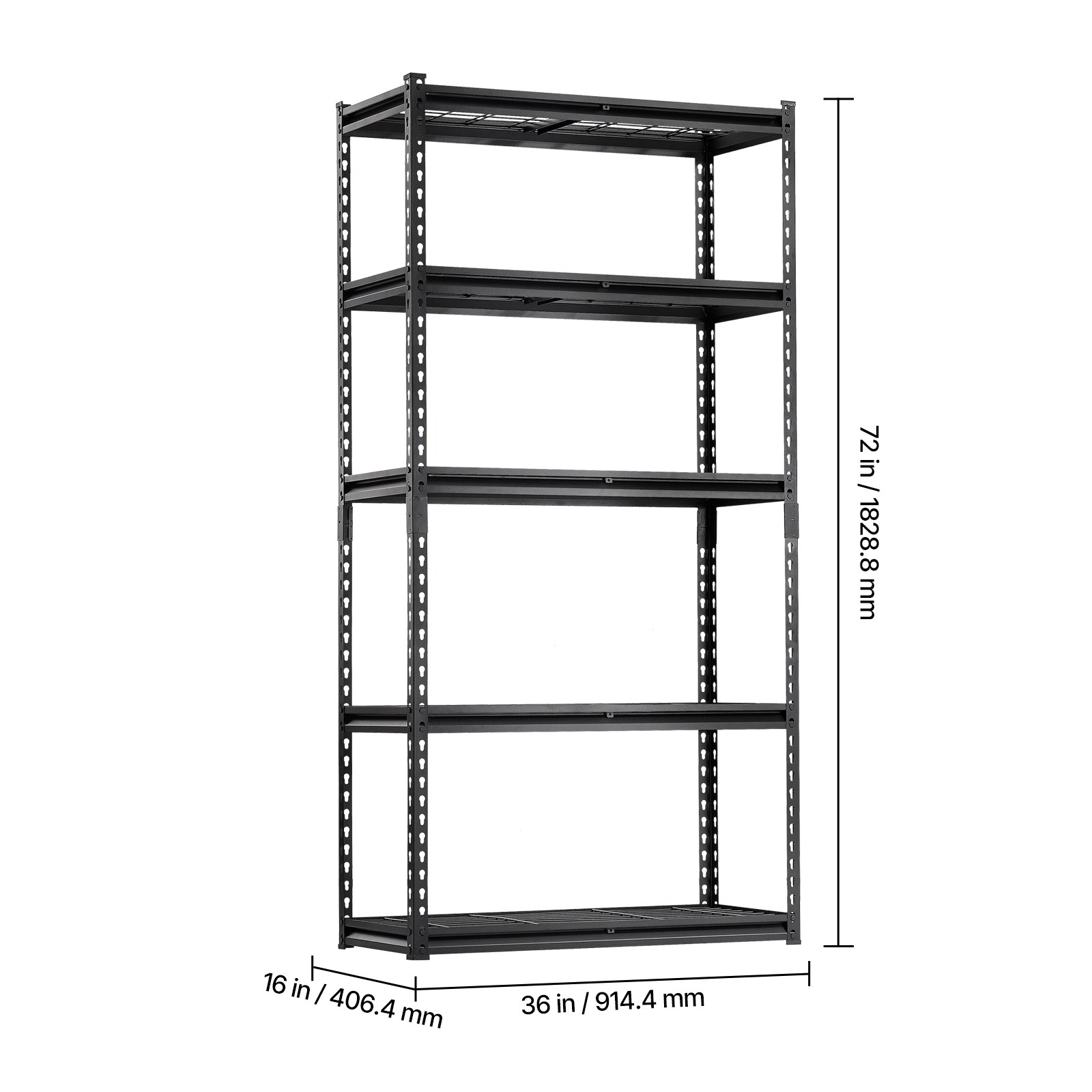 Storage Shelves 16*36*72" 5 Tier Adjustable Garage Shelving Units 2000 lbs