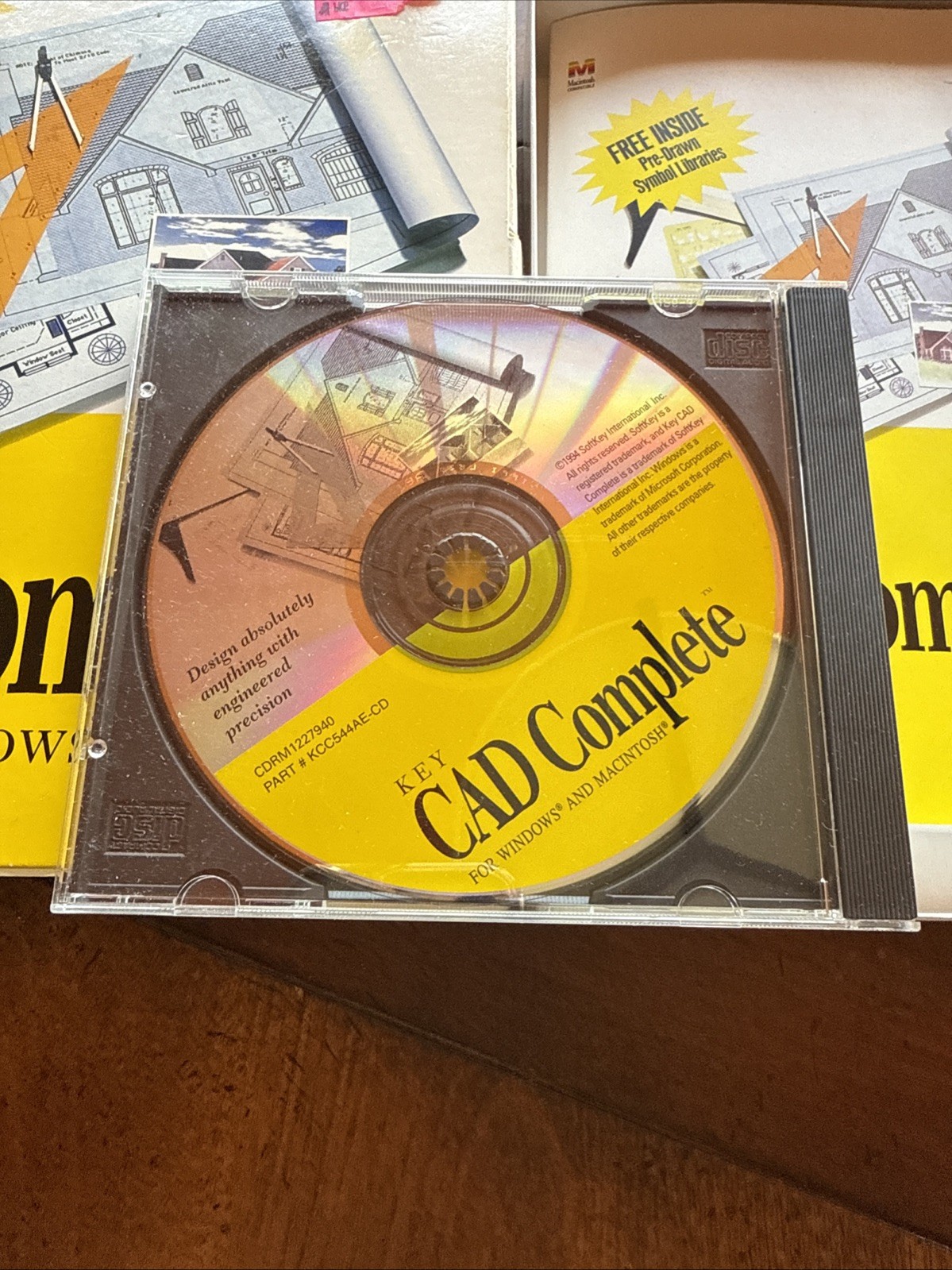 Key CAD Complete CD-Rom Software by SoftKey for Windows 95/3.1 & MAC 1994 Sealed