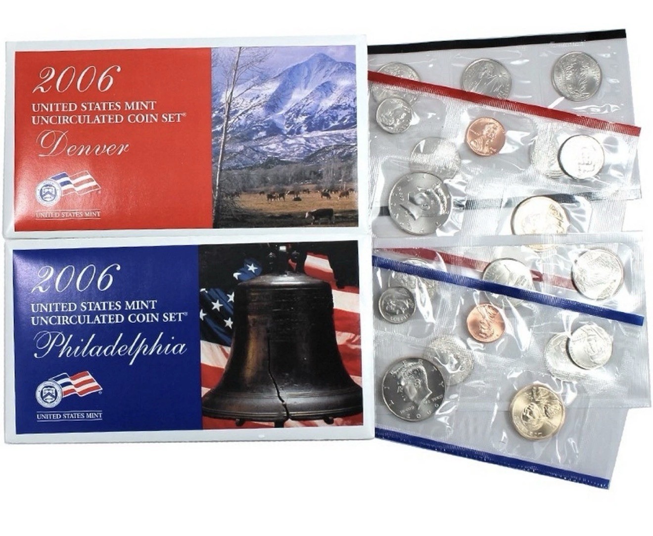 US Mint Set 2006 P & D Uncirculated 20 Coin Lot  $1 50c 25c 10c 5c 1c