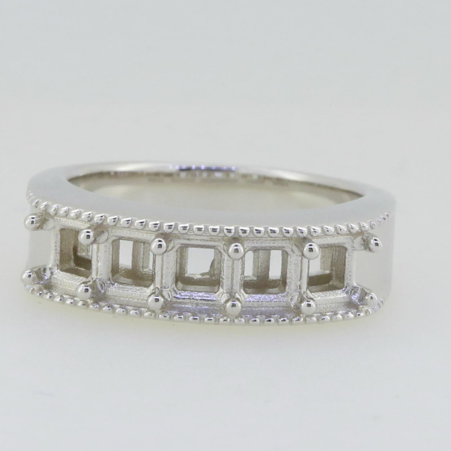 Sterling Silver Semi Mount Ring Setting Emerald OCT 4X4mm