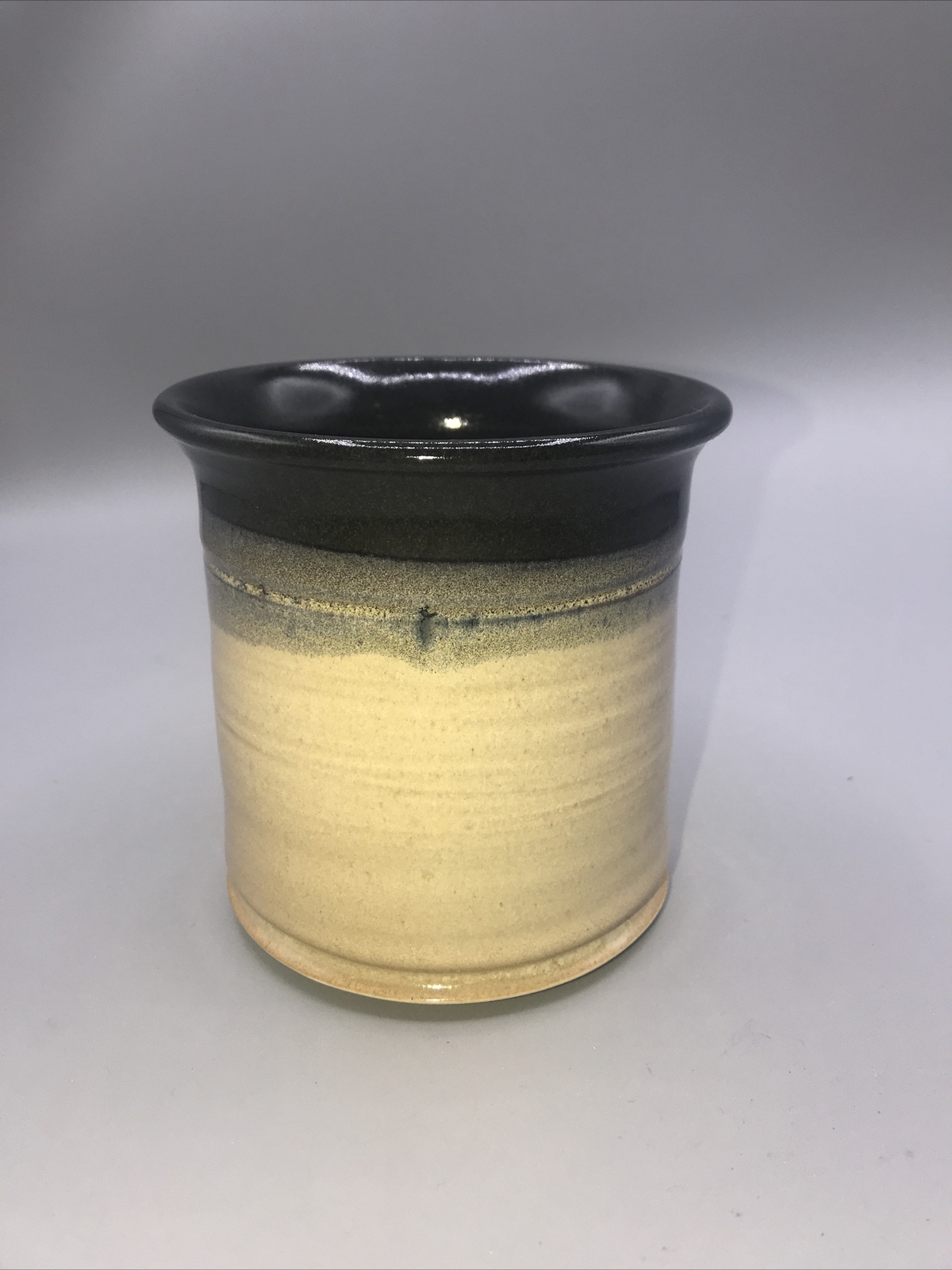 Glazed Dark Green Blue And Tan Planter 4” Tall 4” Wide