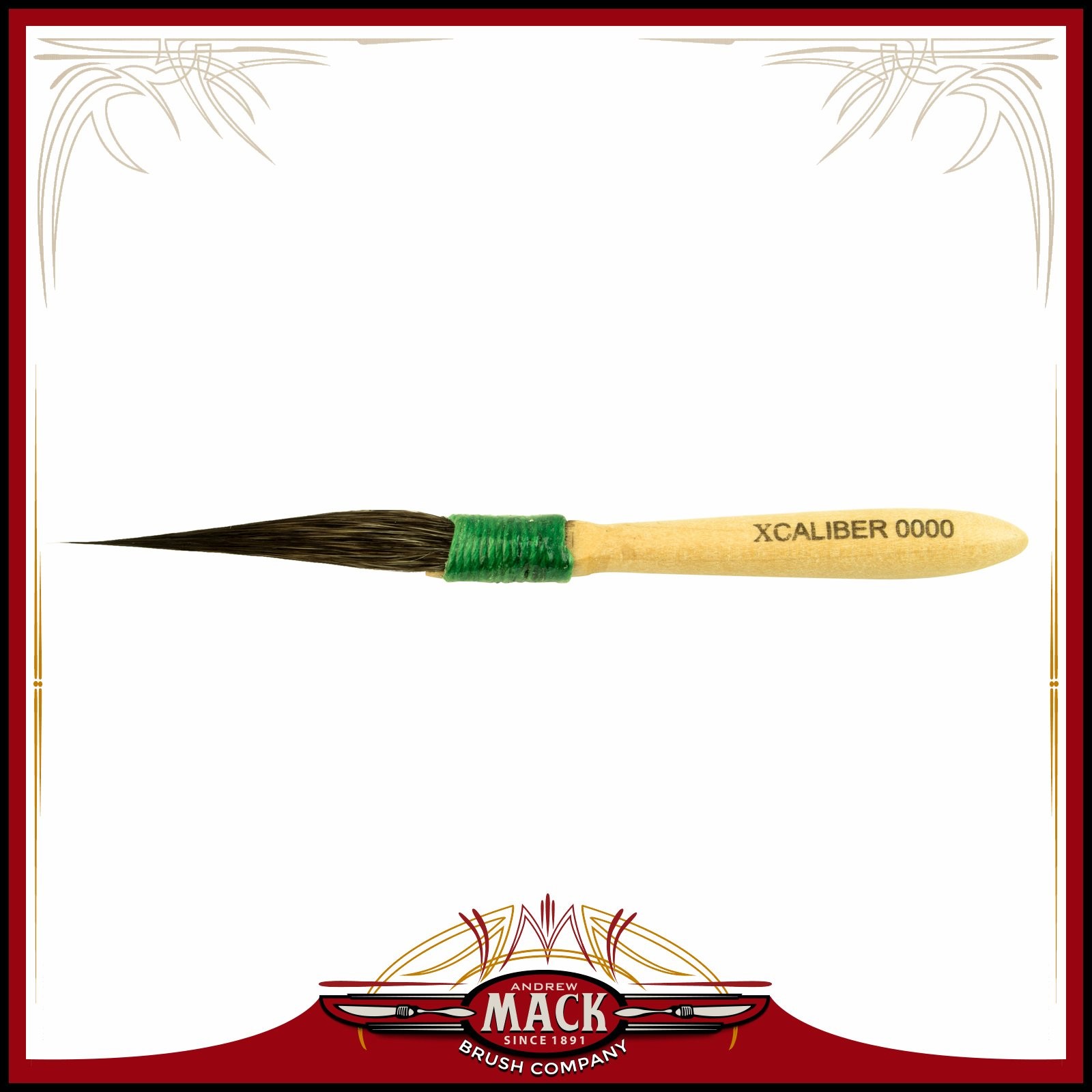 Andrew Mack Xcaliber Series X Size 0000 Pinstriping Brush Short Squirrel Hair