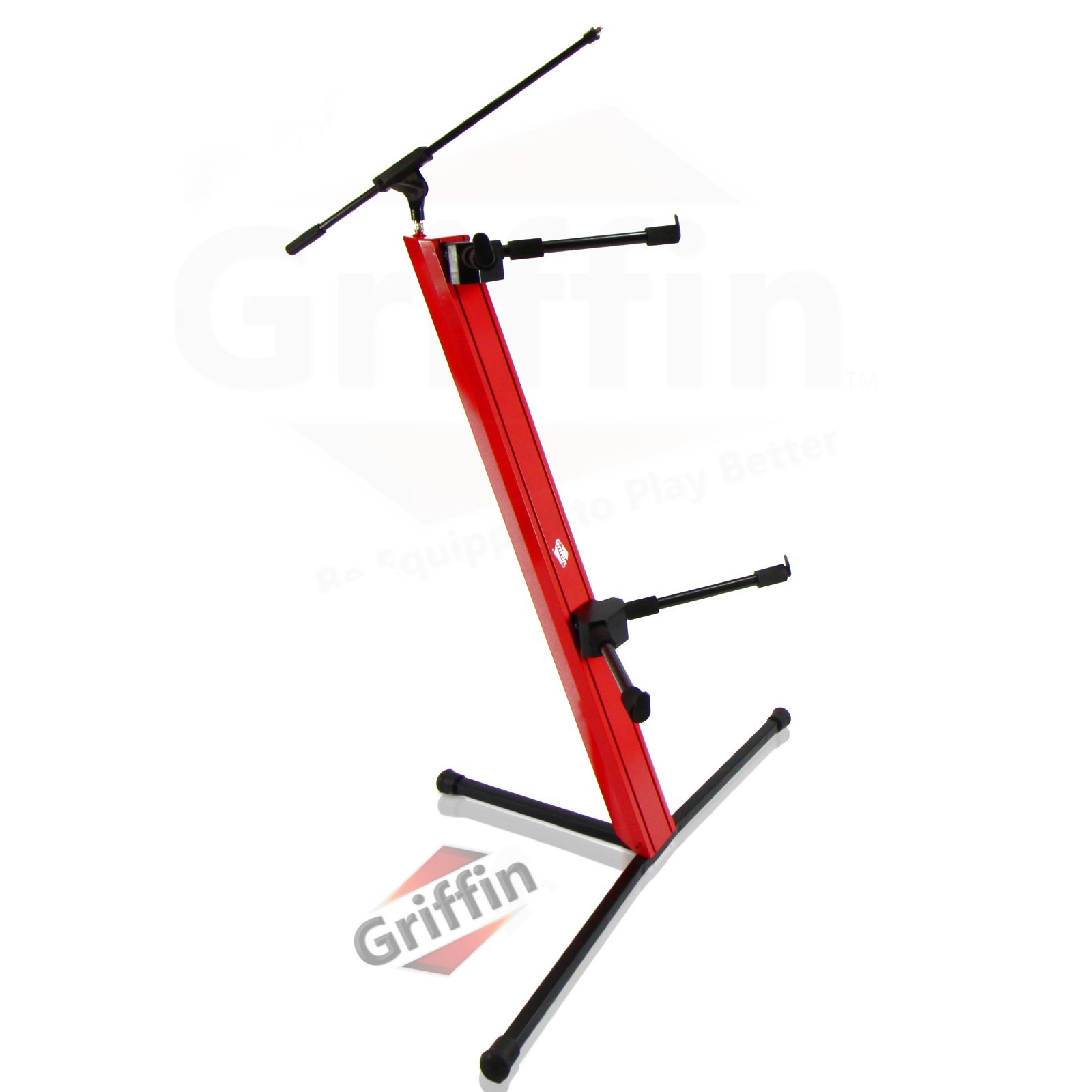 2-Tier Column Keyboard Stand with Mic Boom Arm by GRIFFIN - Double Sliding Mount