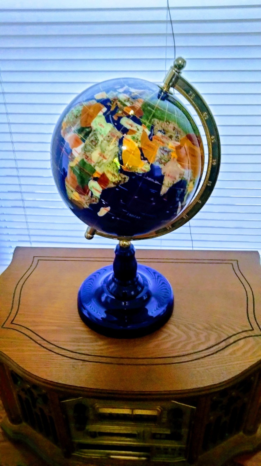 kalifano 18 inch lapis lazuli gemstone hand cut/hand made glass  Globe