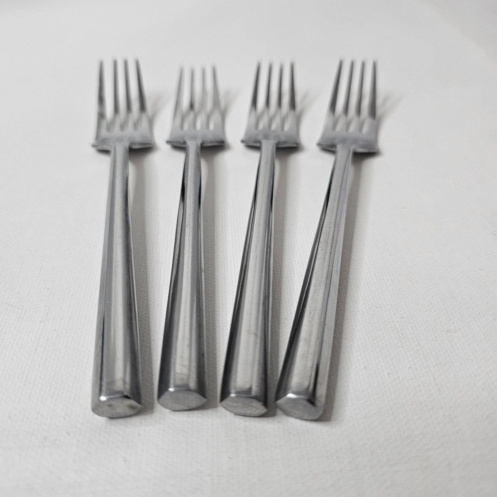 Hampton Salad Fork Stainless Lot of 4 Hexagonal Handle Flatware Glossy