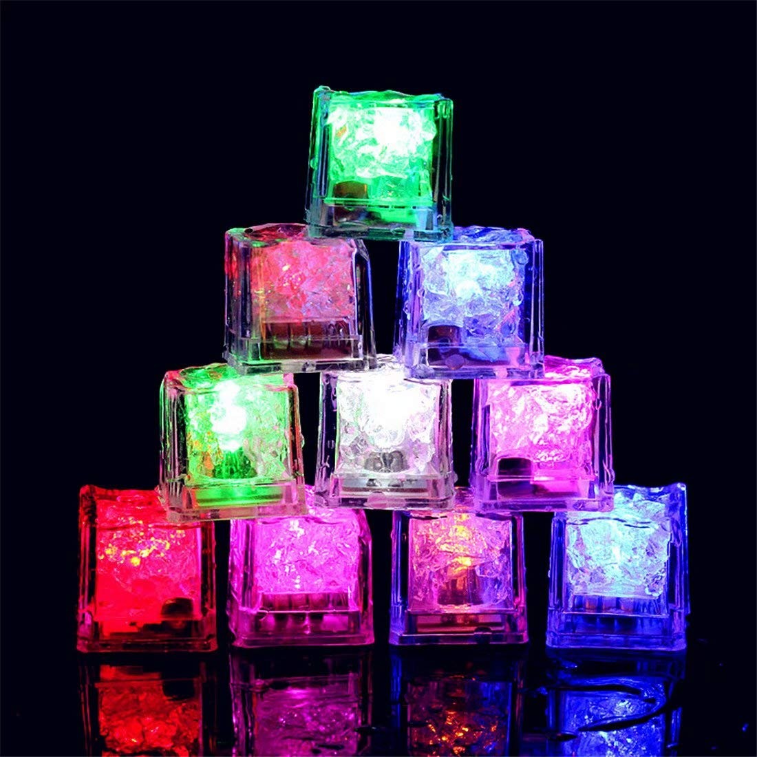 Waterproof Led Ice Cube 24 Pack Multi Color Flashing Glow In The Dark Led Light