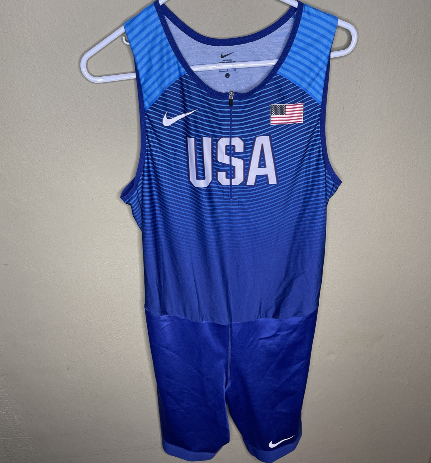 Nike Pro Elite Team USA Olympics Speedsuit Size Large Track Made USA 898156-xxx