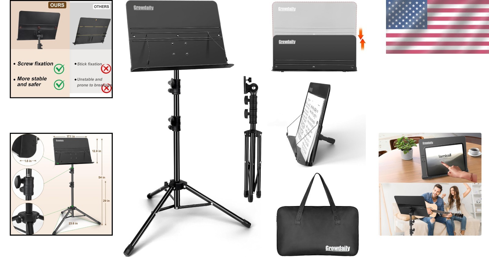 Portable Adjustable Folding Music Stand with Carrying Bag - Ideal for Musicians