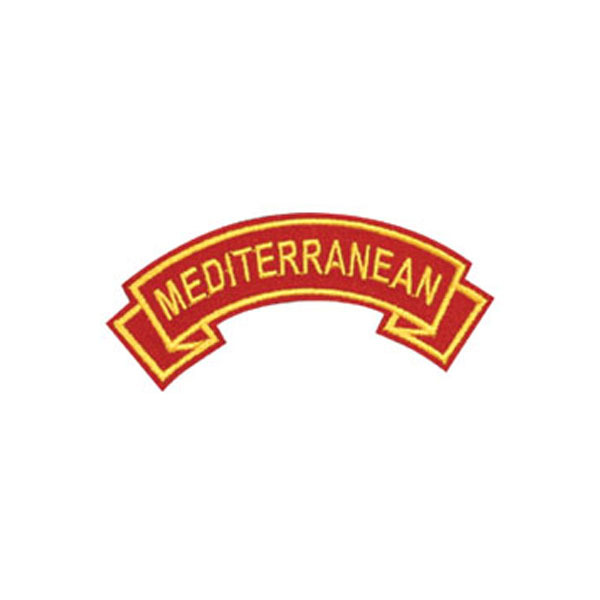 MARINE CORPS MEDITERRANEAN  MILITARY EMBROIDERED USMC RED SHOULDER ROCKER PATCH