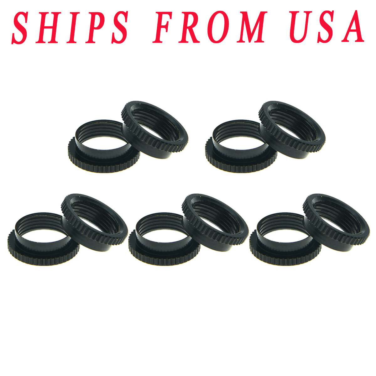 KAISH Set of 10 Deep Round Nut Fine Knurl Fits Switchcraft Toggle Switche BK