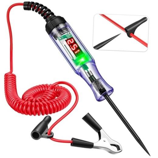 Test Light Automotive 5-90V Digital LED Circuit Tester with Voltage red
