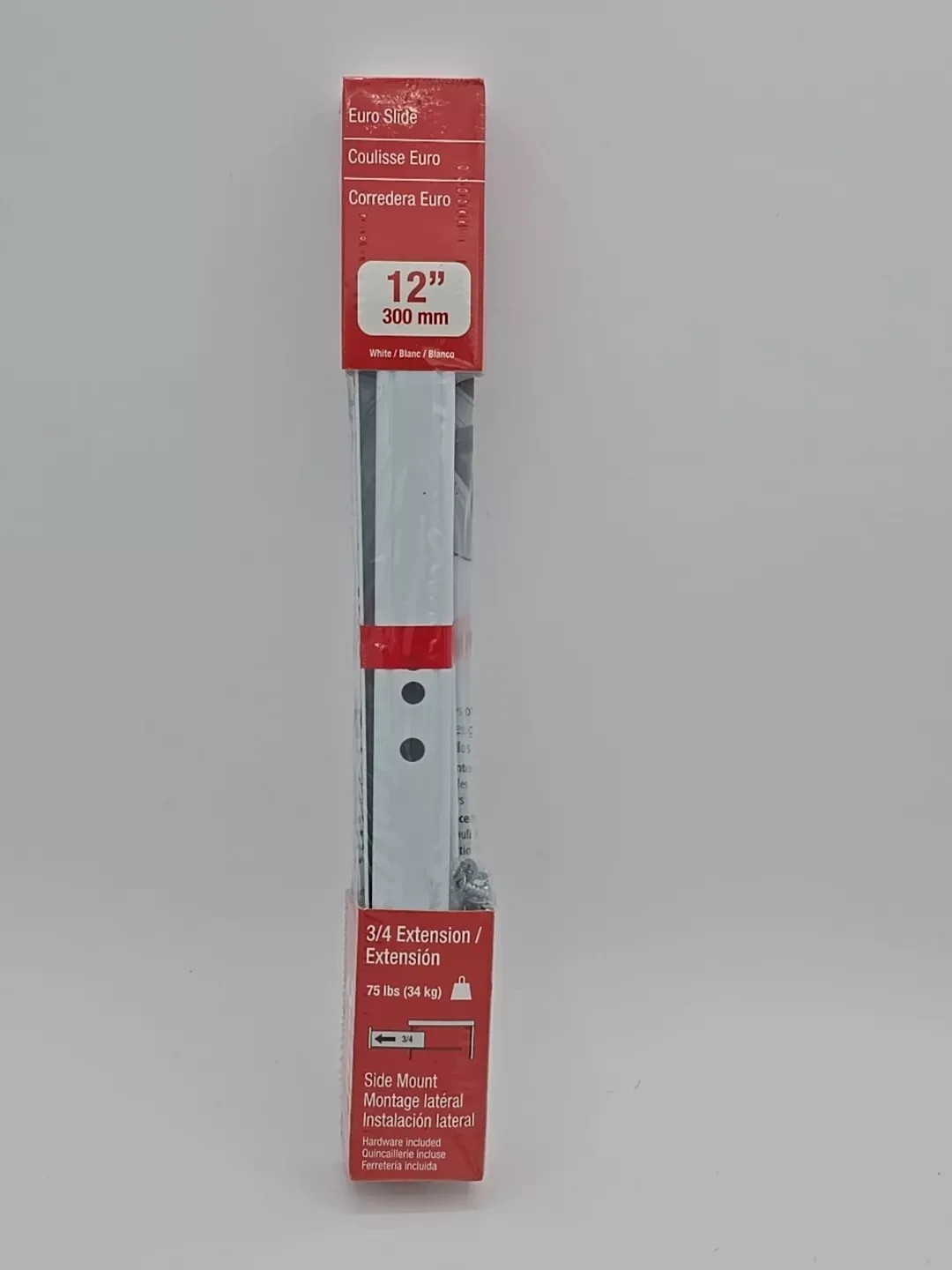 Richelieu Euro Slide 12 ", 3/4 Extension Side Mount Drawer/White TU10230300 {X}