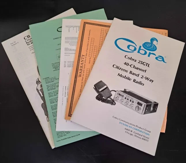 Vintage CB Radio Booklet Lot - Cobra 25GTL, CB -78 Radio Rules, Dynascan Radio