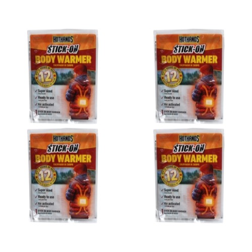 HotHands Supersize Body Warmer with Adhesive Up to 12 Hours of Heat Pack of 4