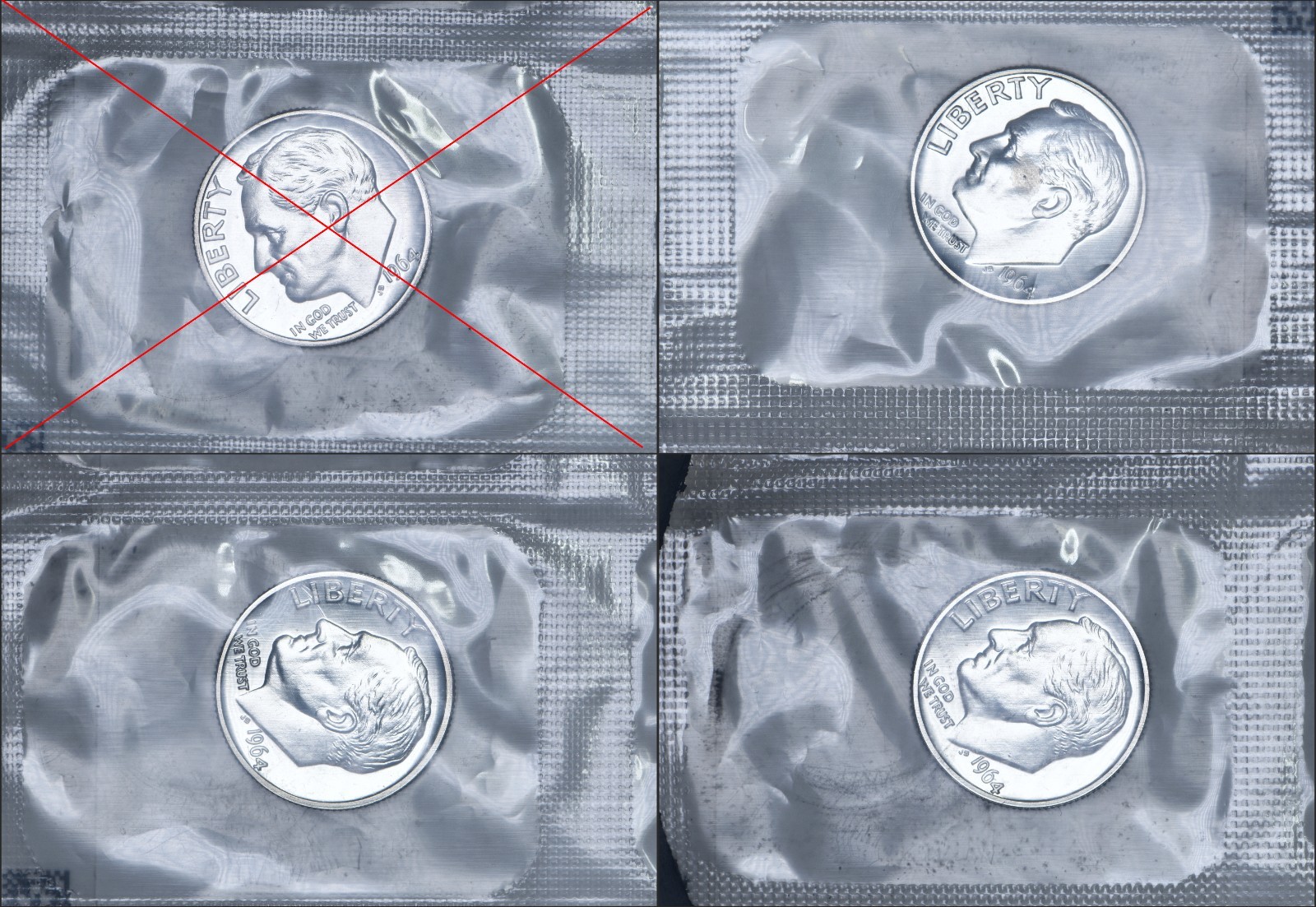 1964 Roosevelt Dime Silver Gem Proof in original mint cello (1 random coin)
