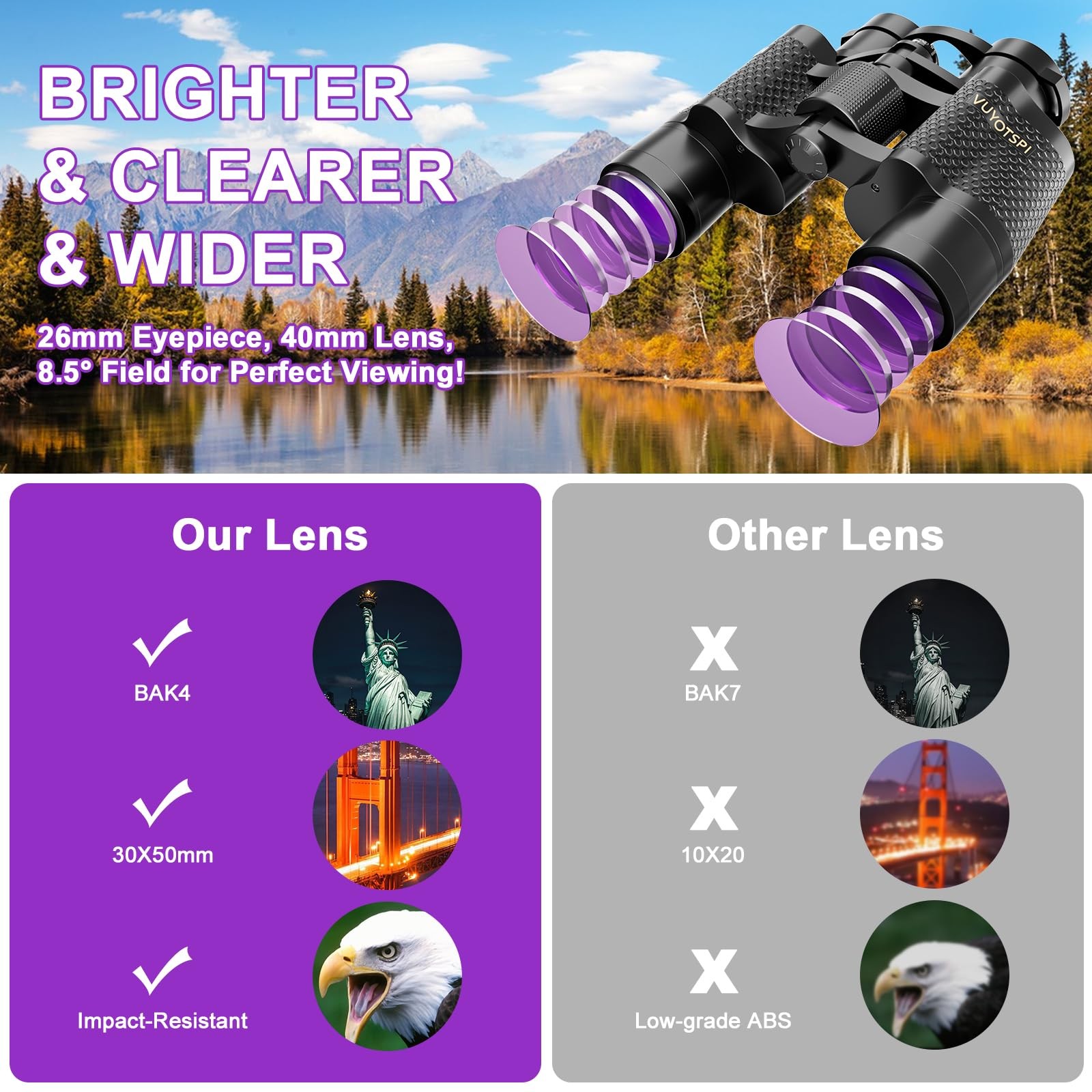 25x40 Binoculars for Adults High Powered with Compass, Compact HD Waterproof...