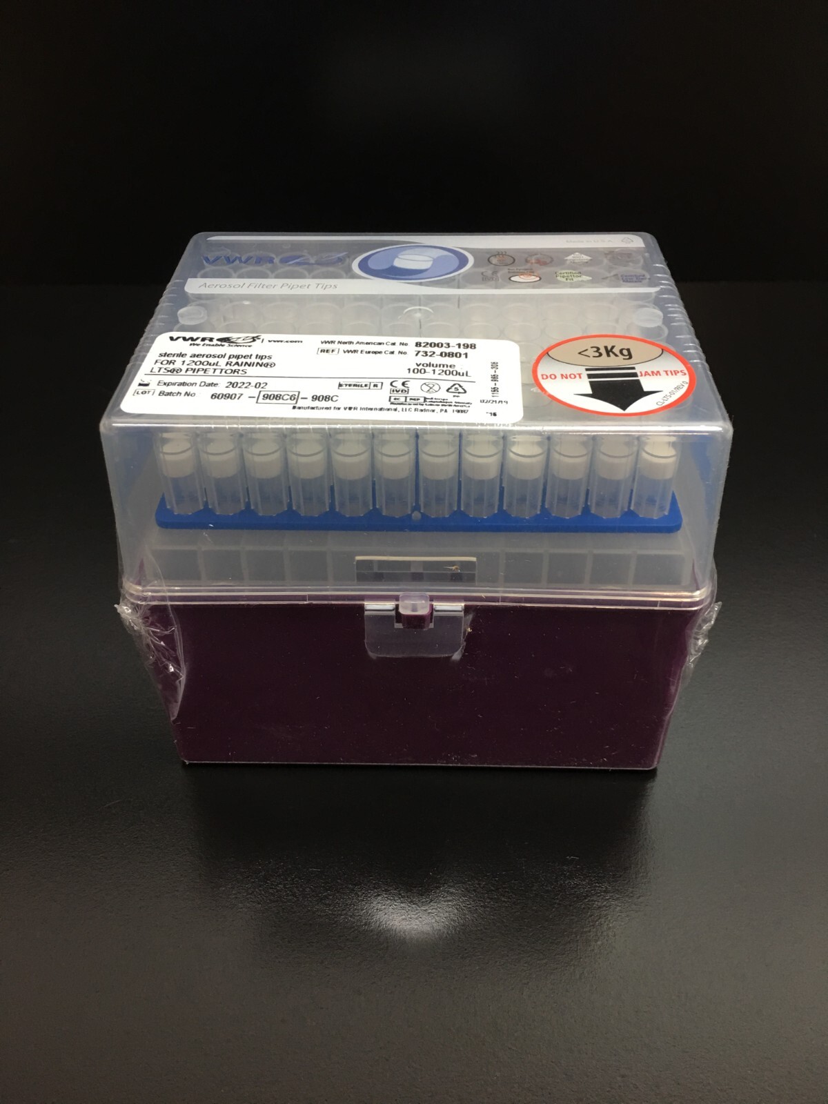 VWR 82003-198 Sterile, Aerosol, Pipette Tips for RAININ LTS Pipettors 100-1200uL
