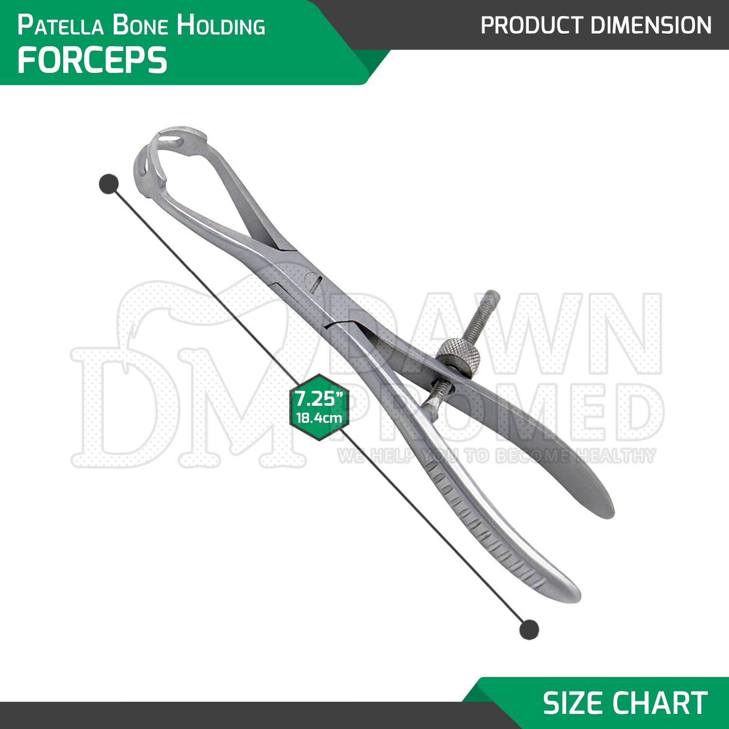 2 Pcs Patella Bone Holding Forceps 7.25" W/ Wheel Locking Orthopedic Instruments