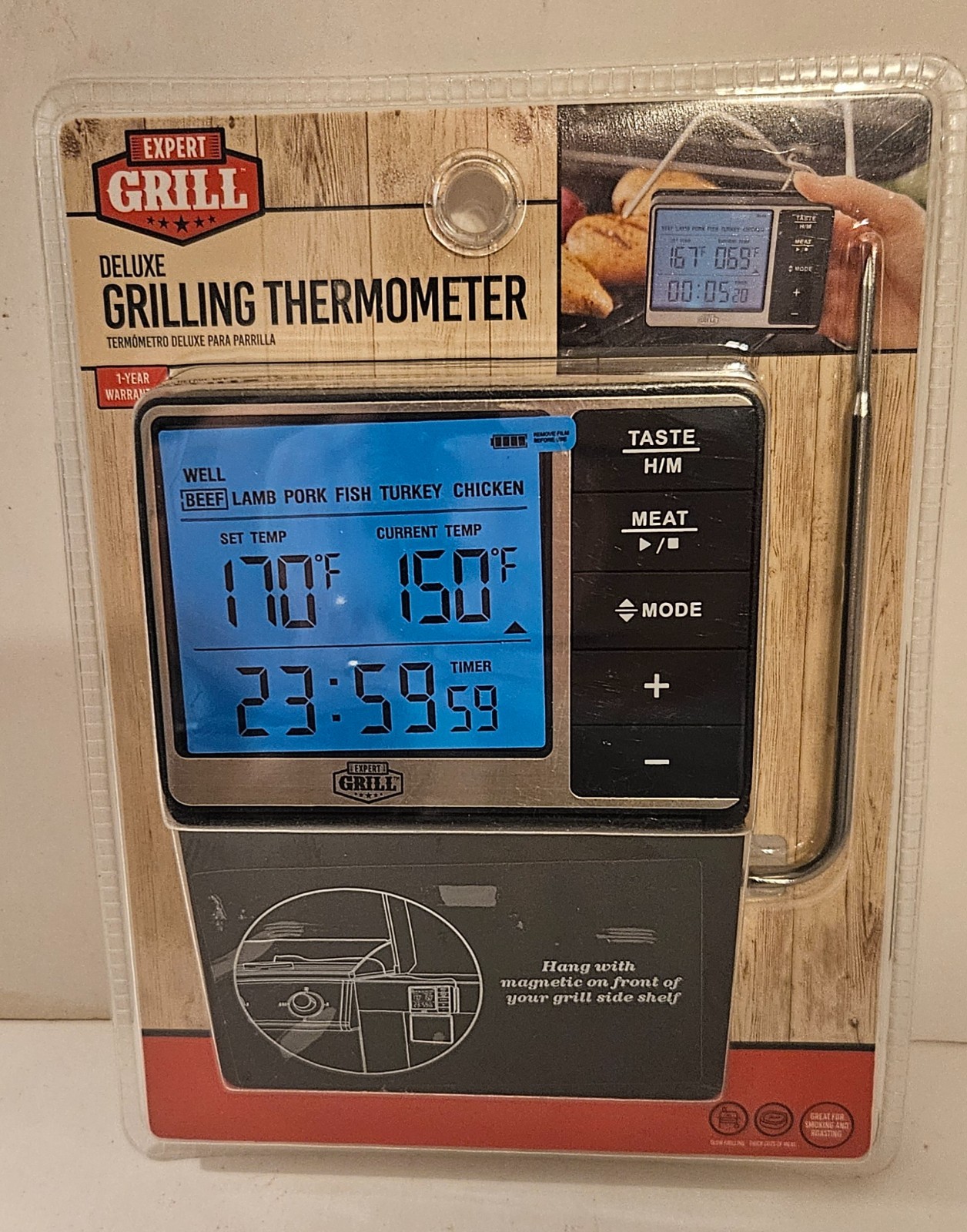 Expert Grill Deluxe Grilling Thermometer Built-in Timer LCD Screen